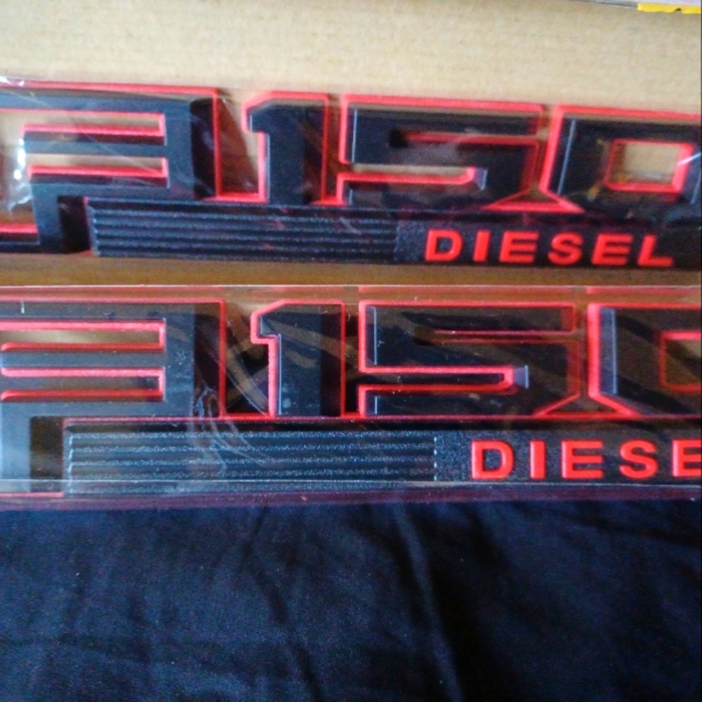 2pcs Ford F150 Diesel Emblem  Red & Black, Black Diesel  and Black Powerstroke